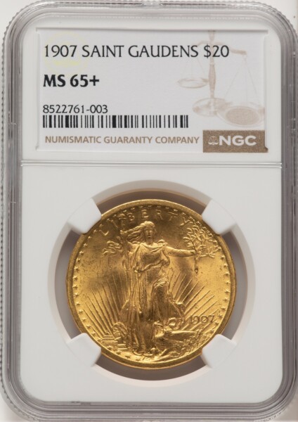 1907 $20 Saint, MS NGC Plus 65 NGC