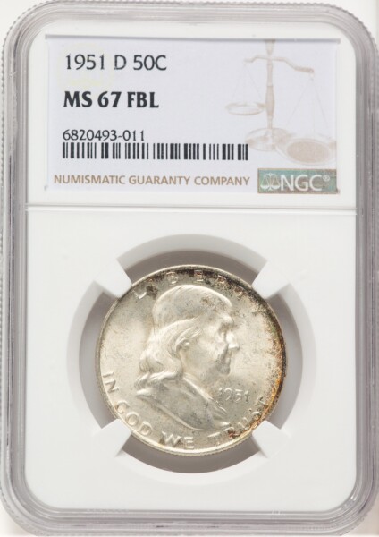 1951-D 50C, FL 67 NGC