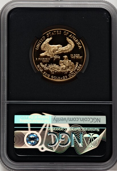 2001-W $25 Half-Ounce Gold Eagle, DC Miles Standish 70 NGC