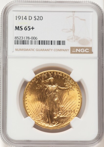 1914-D $20 NGC Plus 65 NGC