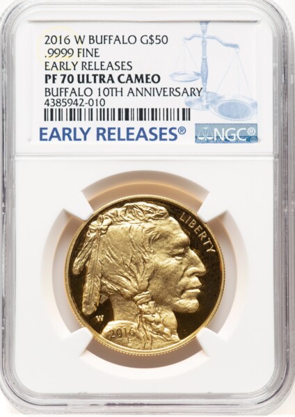2016-W Proof Gold Buffalo 1 oz ER Blue 70 NGC
