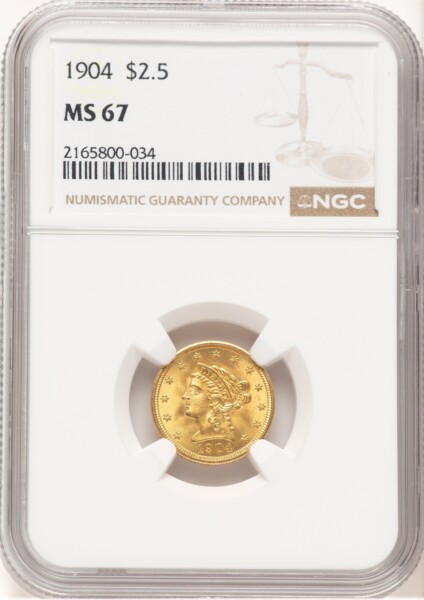 1904 $2 1/2 Brown Label 67 NGC