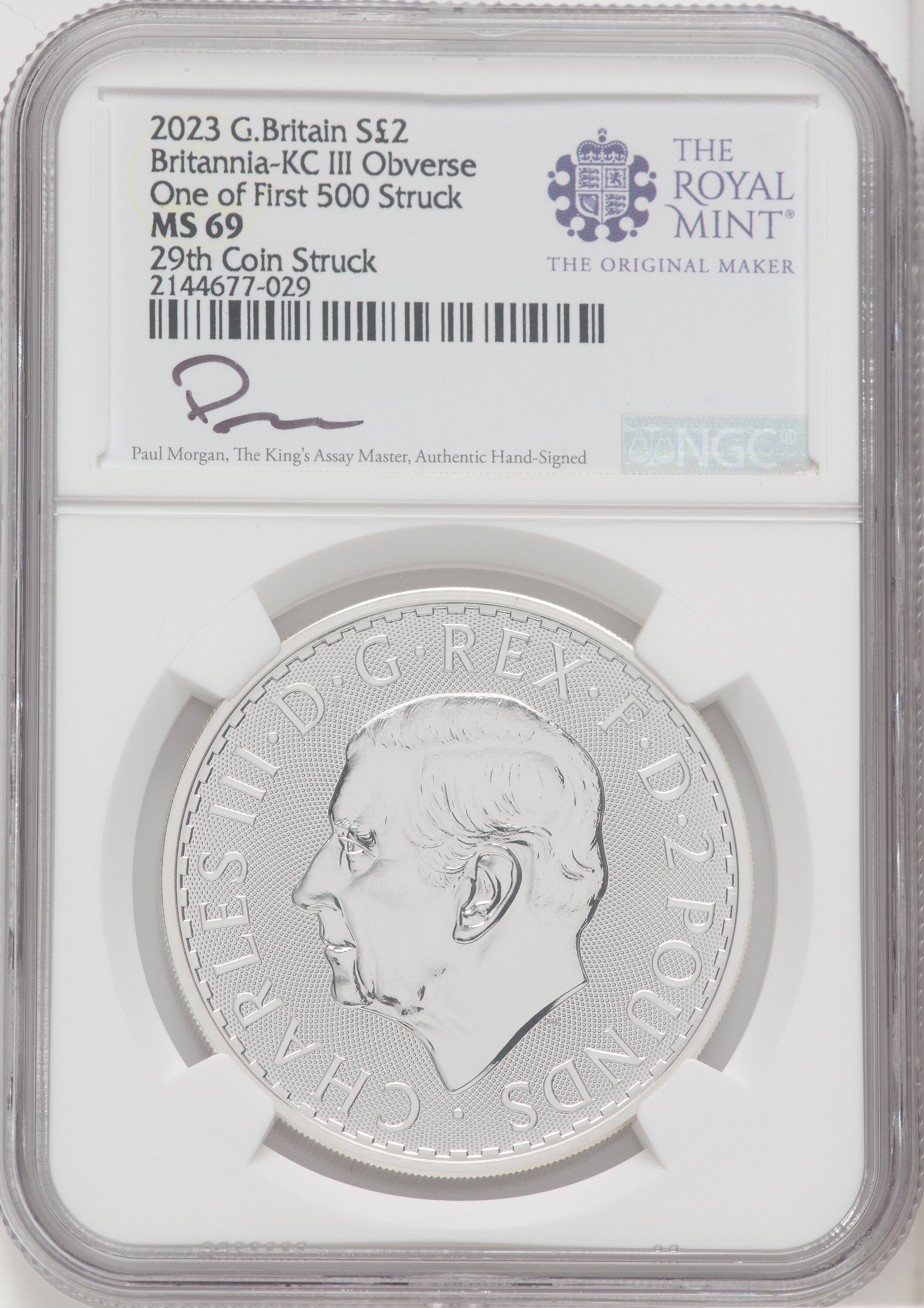 2023 G.B. S2 BRITANNIA-KC III OBVERSE 29TH COIN STRUCK 69 NGC