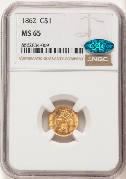 1862 G$1 CAC 65 NGC
