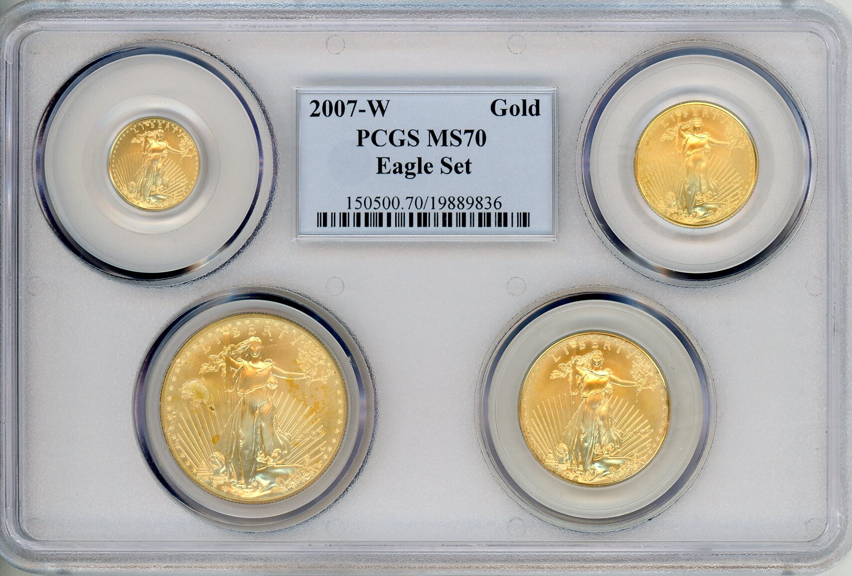 2007-W Gold Eagle Set, MS Blue Gradient 70 PCGS