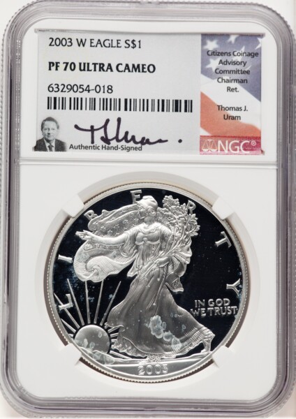 2003-W Proof Silver Eagle 1 oz Thomas Uram 70 NGC