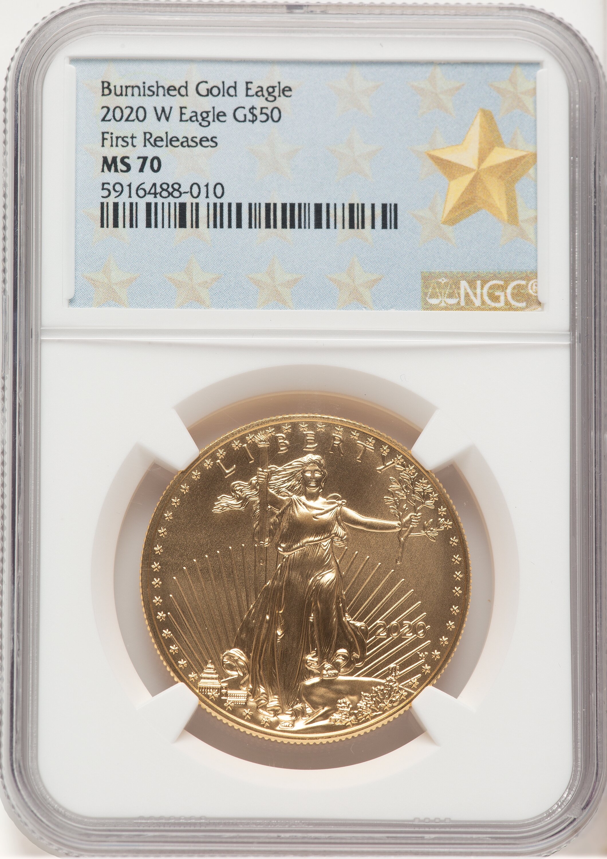2020-W Burnished Gold Eagle 1 oz FR West Point Star Label 70 NGC