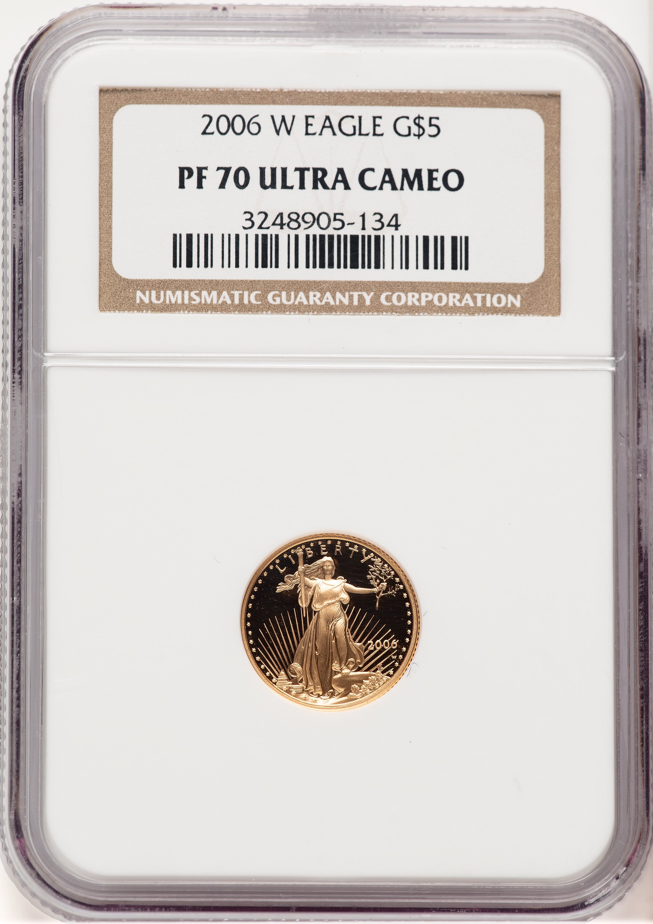 2006-W Proof Gold Eagle 1/10 oz Brown Label 70 NGC