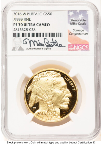 2016-W Proof Gold Buffalo 1 oz Mike Castle 70 NGC