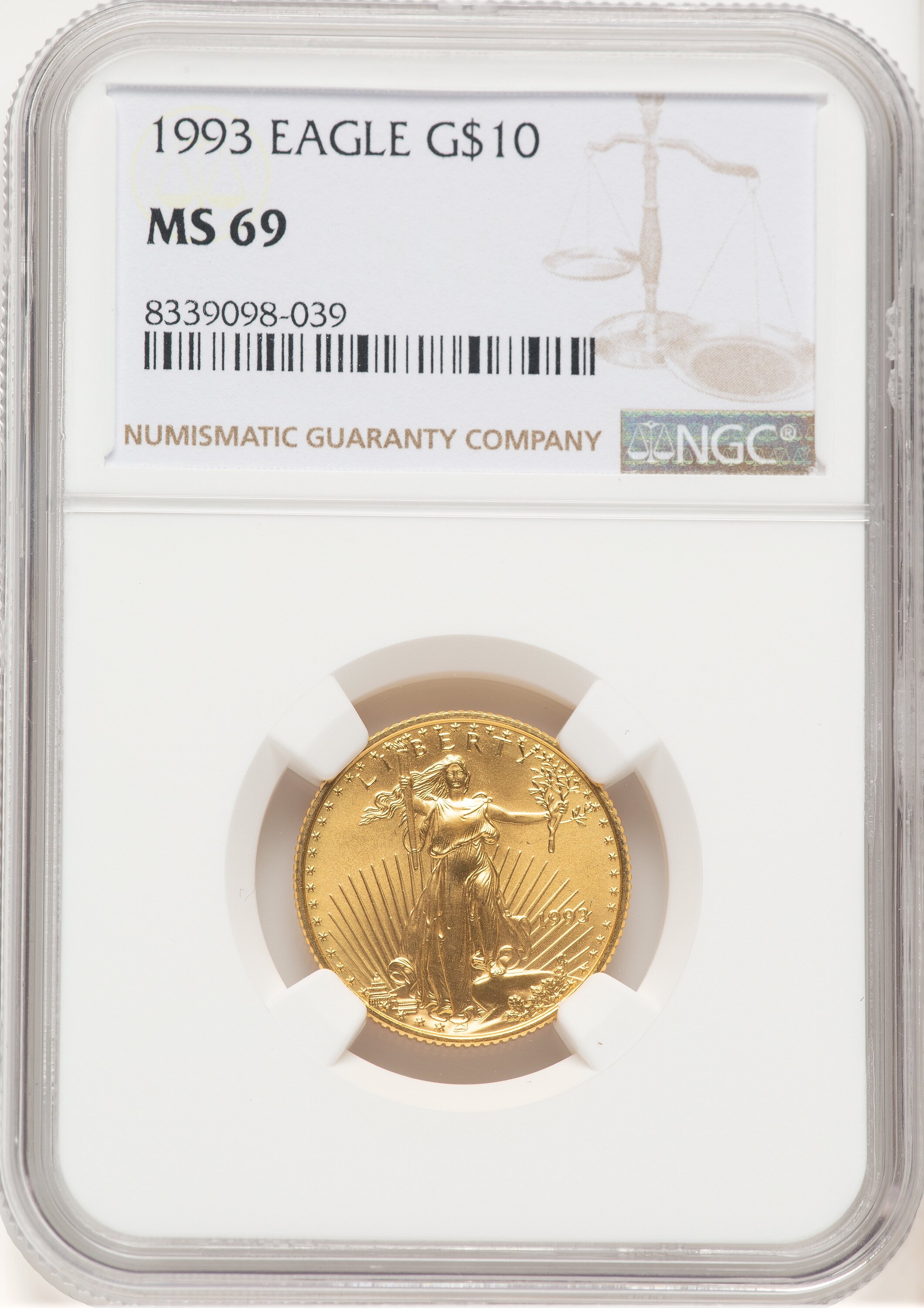 1993 Gold Eagle 1/4 oz Brown Label 69 NGC