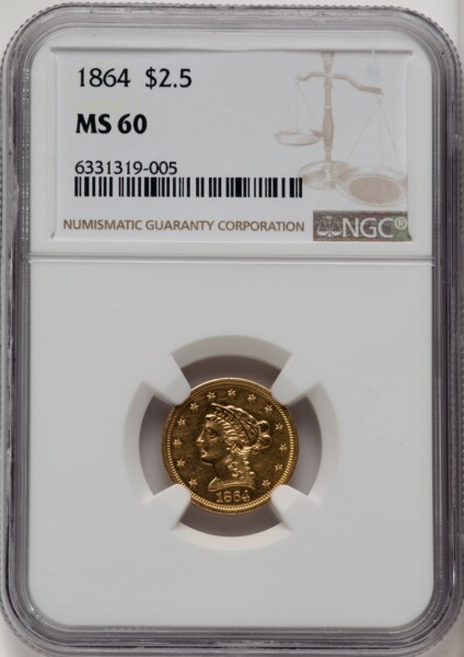 1864 $2 1/2 60 NGC