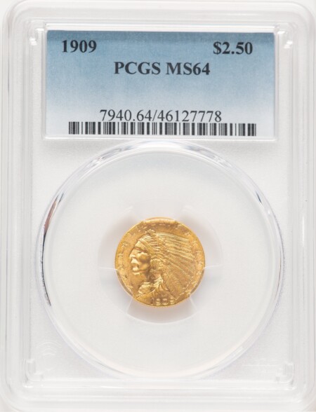 1909 $2 1/2 Blue Gradient 64 PCGS