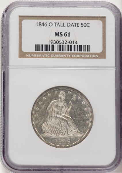 1846-O 50C Tall Date, MS 61 NGC