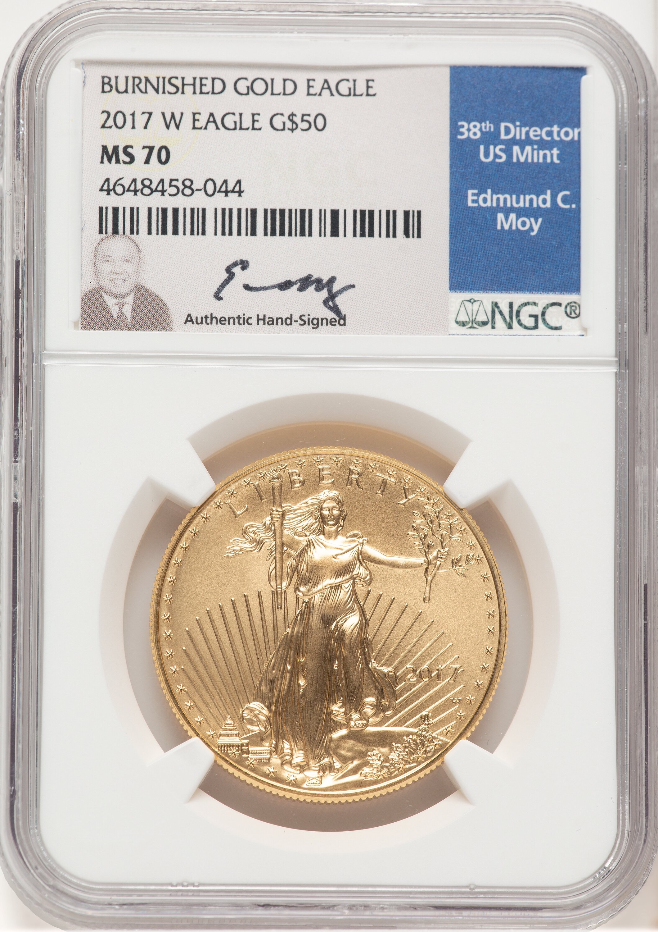 2017-W Burnished Gold Eagle 1 oz Ed Moy 70 NGC