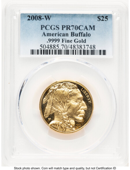 2008-W Proof Gold Buffalo 1/2 oz Blue Gradient 70 PCGS