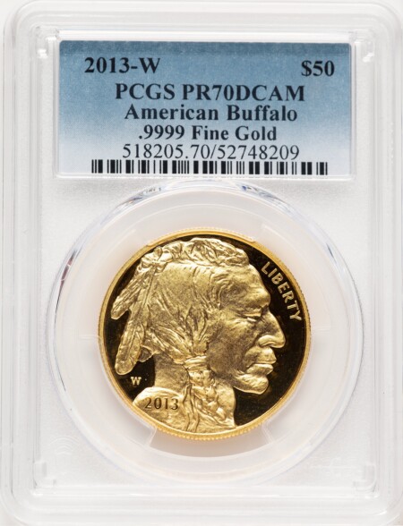 2013-W Proof Gold Buffalo 1 oz Blue Gradient 70 PCGS