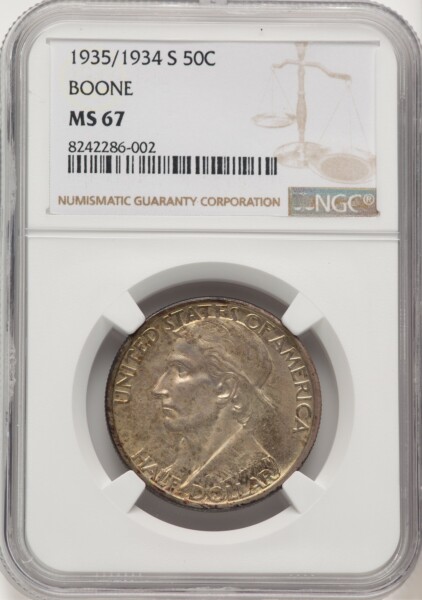 1935/34-S 50C Boone, MS 67 NGC
