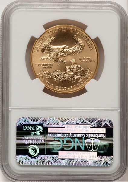 2012-W $50 One Ounce Gold Eagle First Strike, MS ER Blue 70 NGC