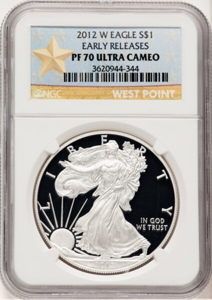 2012-W Proof Silver Eagle 1 oz ER West Point Star Label 70 NGC