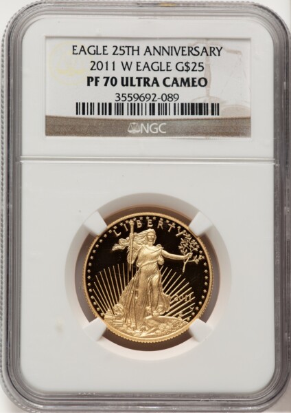 2011-W $25 Half-Ounce Gold Eagle, DC Brown Label 70 NGC