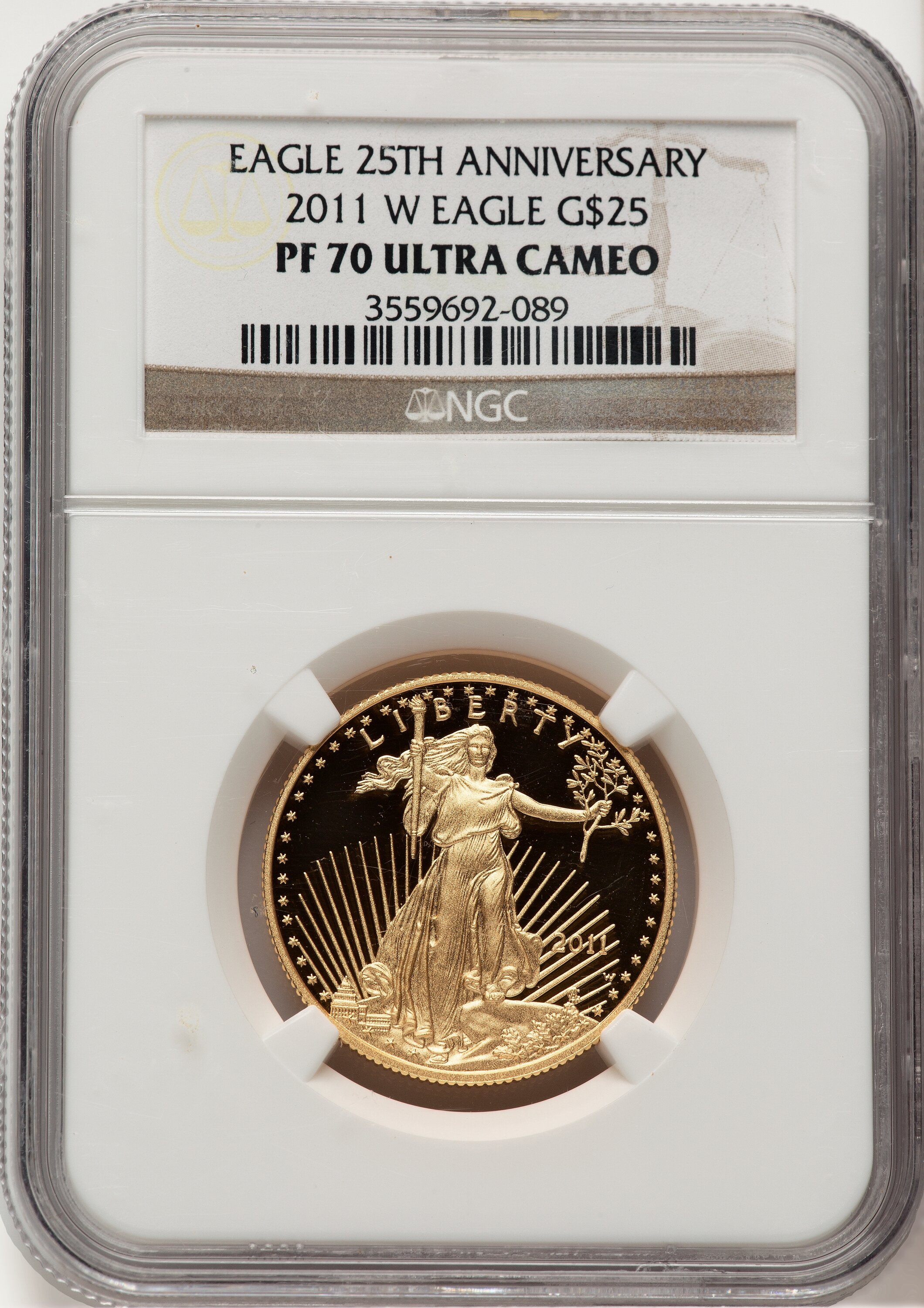 2011-W $25 Half-Ounce Gold Eagle, DC Brown Label 70 NGC