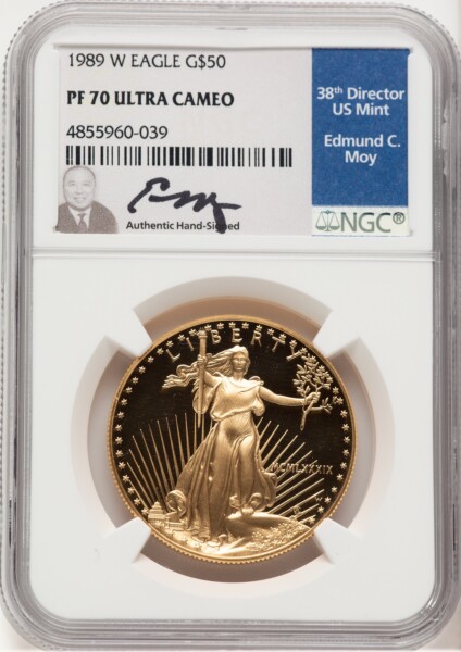 1989-W Proof Gold Eagle 1 oz Ed Moy 70 NGC