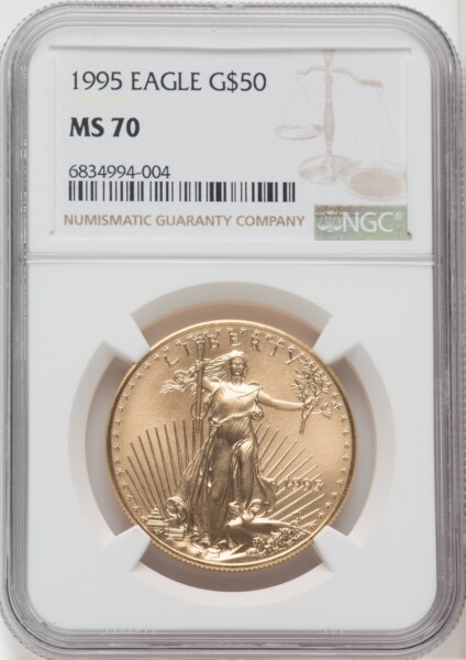 1995 $50 One-Ounce Gold Eagle, MS Brown Label 70 NGC