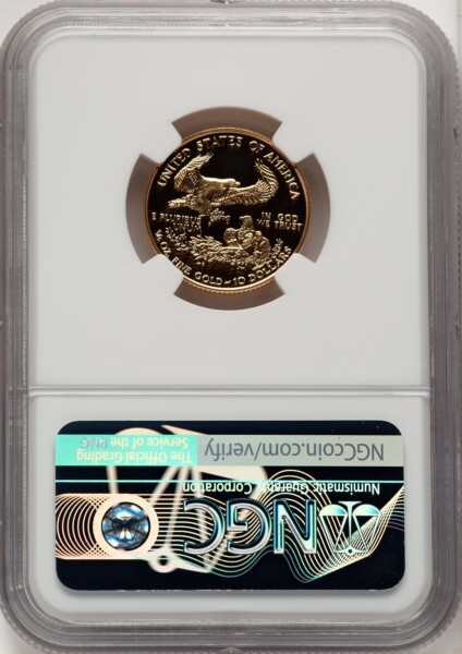 2001-W $10 Quarter-Ounce Gold Eagle, PR, DC John Mercanti 70 NGC