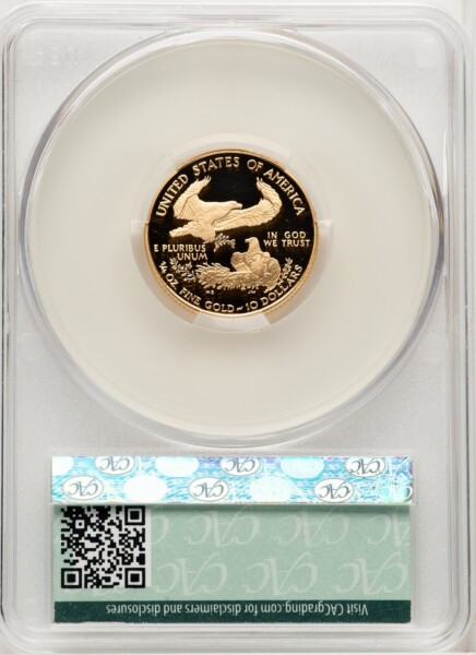 2007-W $10 Quarter-Ounce Gold Eagle, PR DC Brown Label 70 CACG