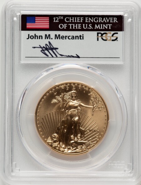 2016-W $50 One-Ounce Gold Eagle, Denver, SP FDI John Mercanti 70 PCGS