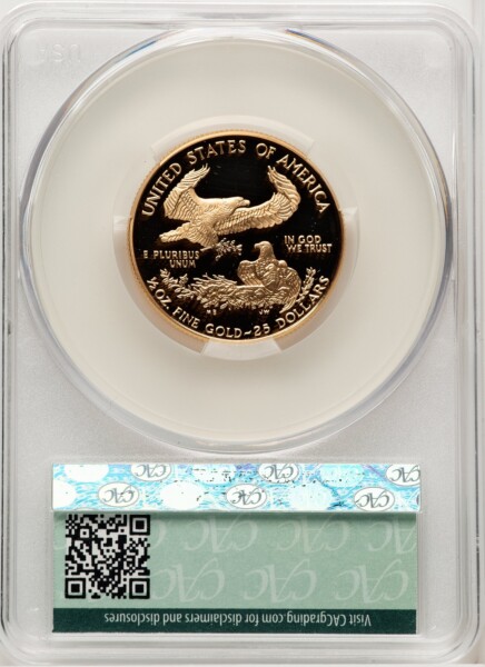 1996-W $25 Half-Ounce Gold Eagle, DC Brown Label 70 CACG