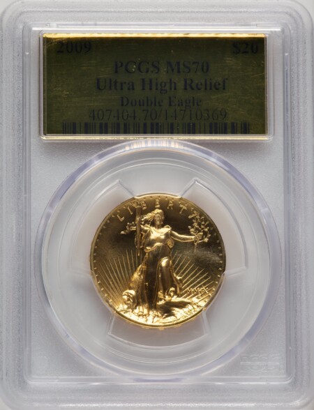 2009 G$20 Ultra High Relief Gold Foil 70 PCGS