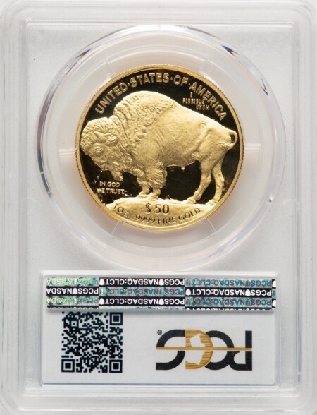 2015-W $50 One-Ounce Gold Buffalo, PR, DC Blue Gradient 70 PCGS