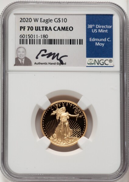 2020-W $10 Quarter-Ounce Gold Eagle, DC Ed Moy 70 NGC