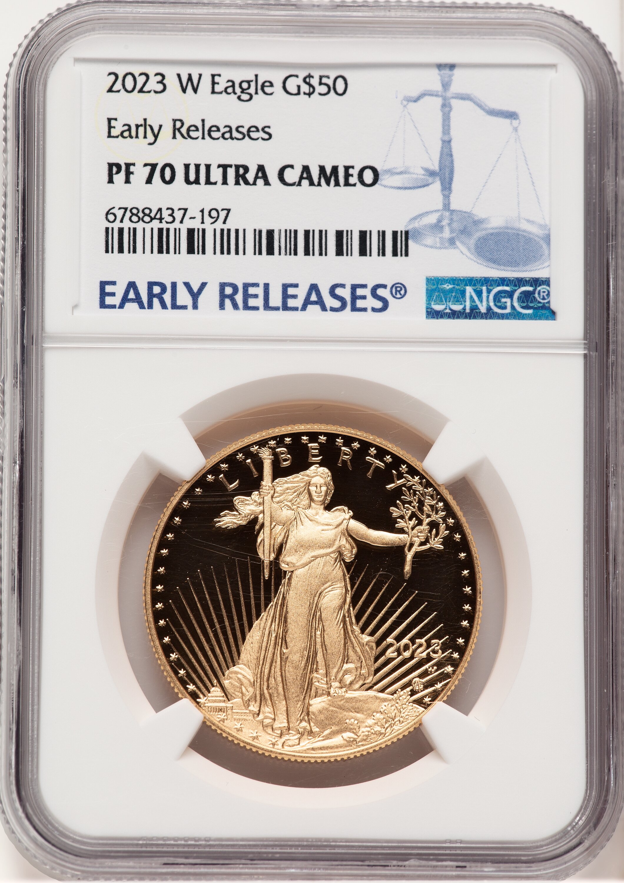 2023-W Proof Gold Eagle 1 oz ER Blue 70 NGC