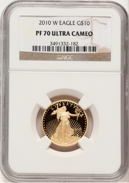 2010-W Proof Gold Eagle 1/4 oz Brown Label 70 NGC