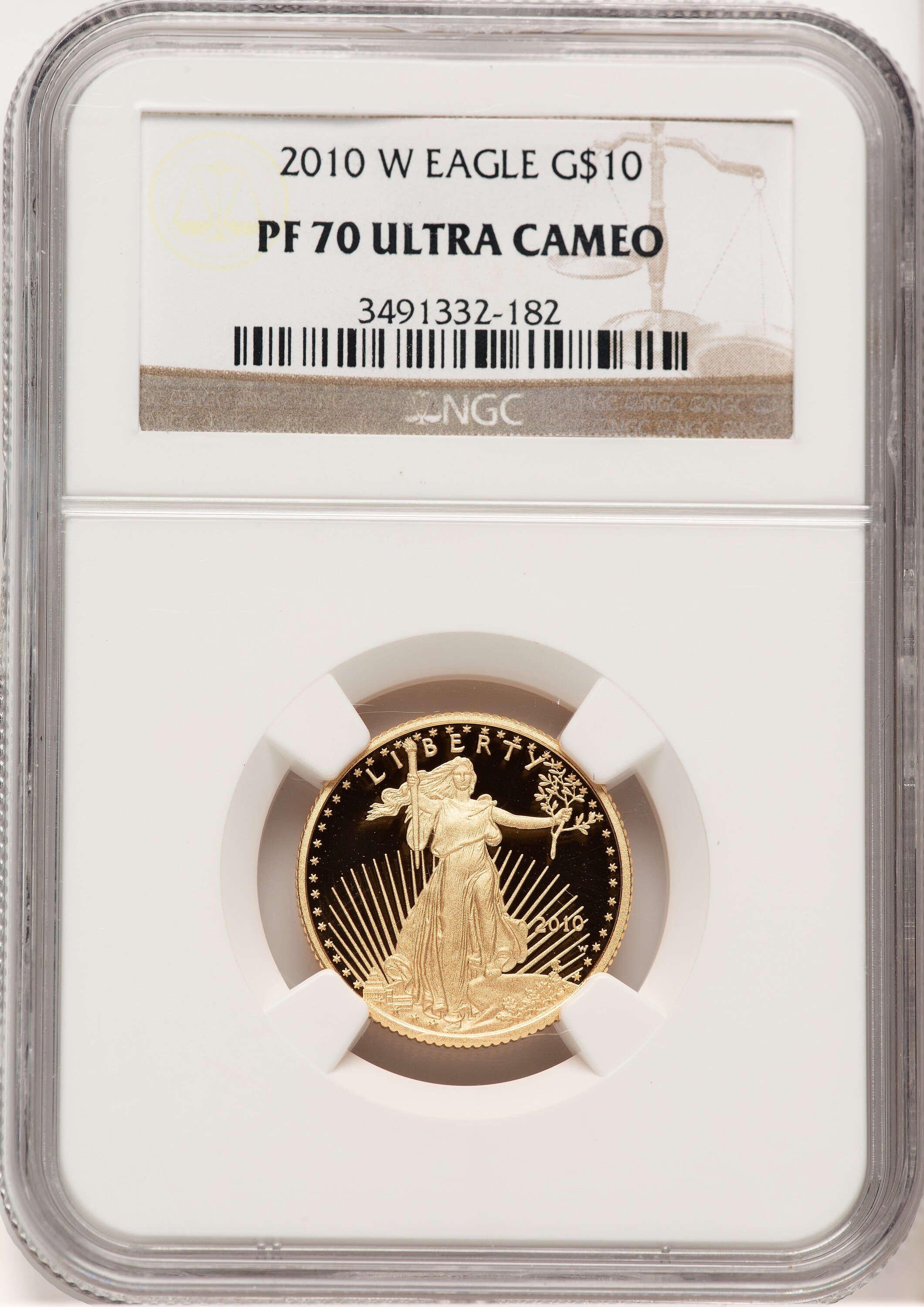 2010-W Proof Gold Eagle 1/4 oz Brown Label 70 NGC
