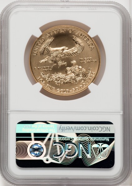 2020-W $50 One Ounce Gold Eagle, Burnished, First Strike, SP FR Blue 70 NGC