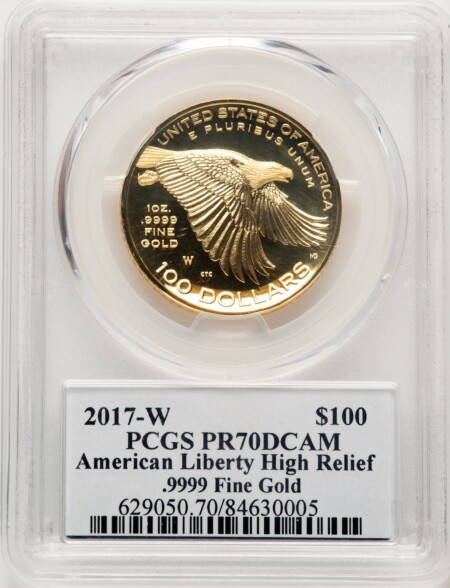 2017-W G$100 American Liberty High Relief, DC 70 PCGS