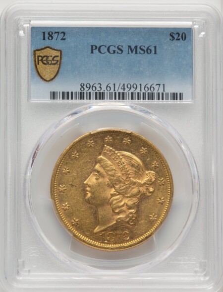 1872 $20 PCGS Secure 61 PCGS