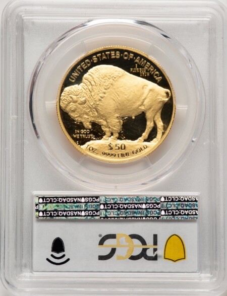 2021-W G$50 Gold Buffalo, First Strike, PR DCAM PCGS Secure Blue Gradient 70 PCGS