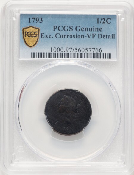 1793 1/2 C BN, MS Genuine PCGS Secure 20 Genuine PCGS