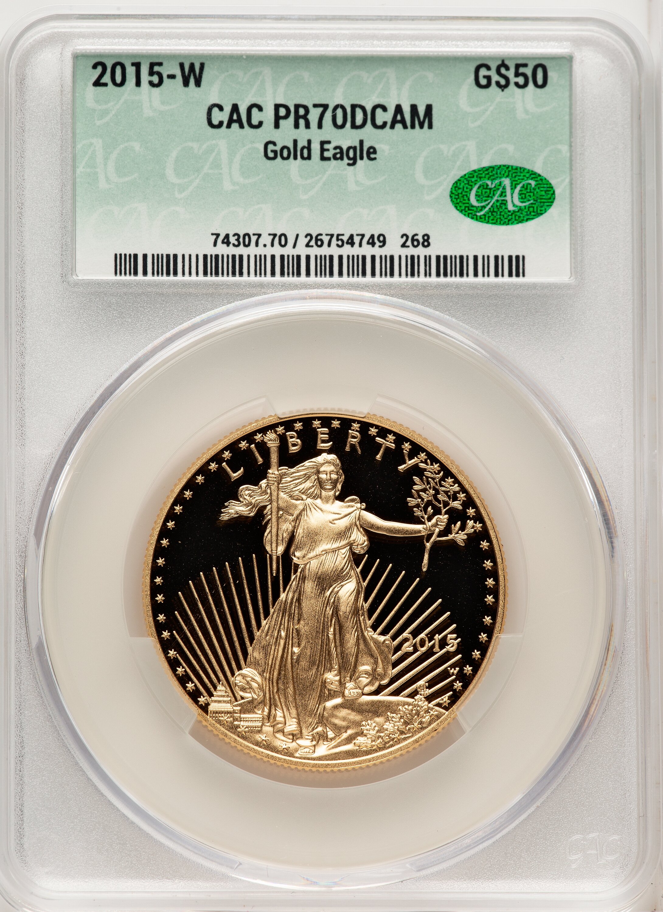 2015-W One-Ounce Gold Eagle, DC 70 CACG