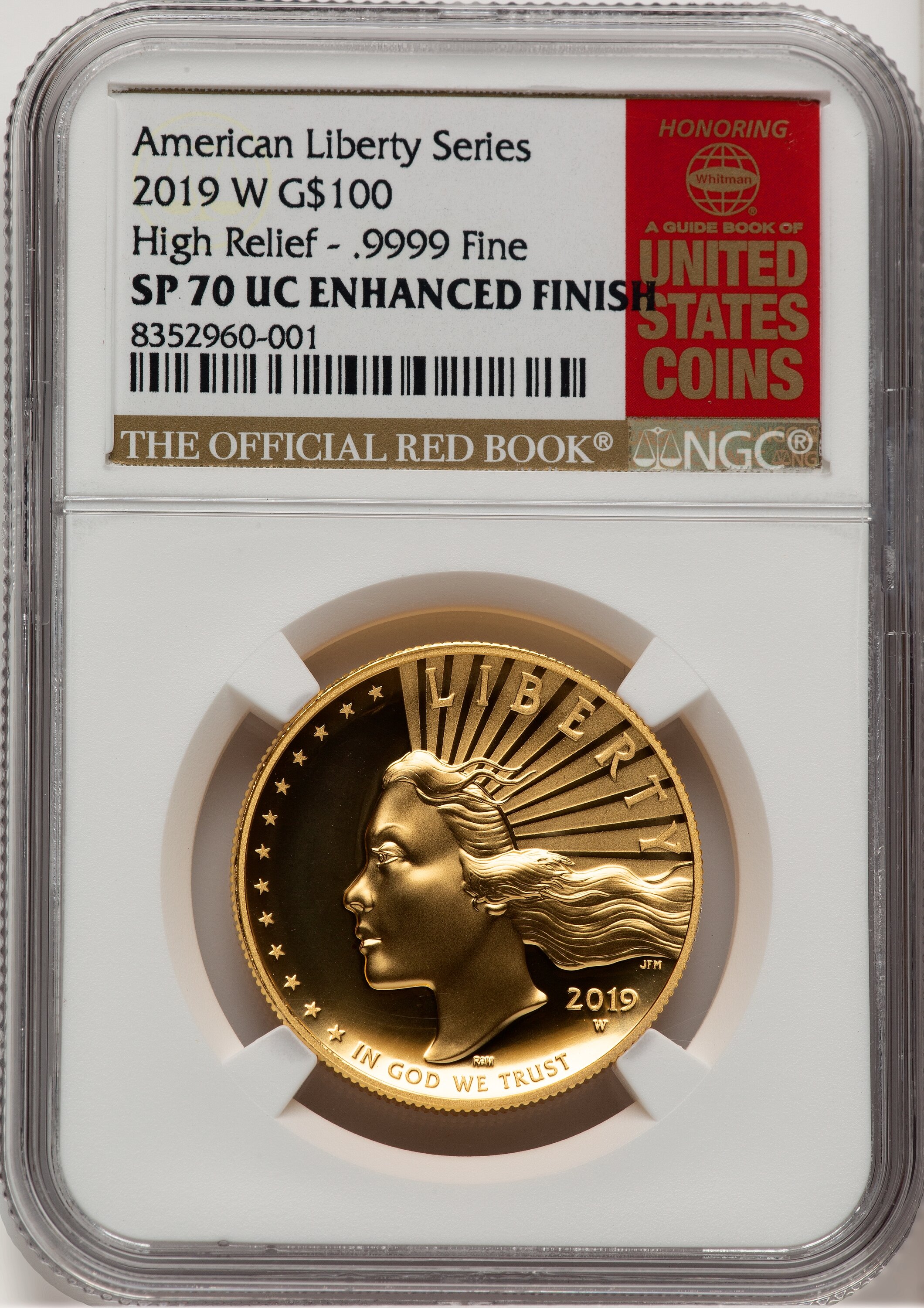 2019-W G$100 American Liberty High Relief, Enhanced, UC Red Book 70 NGC