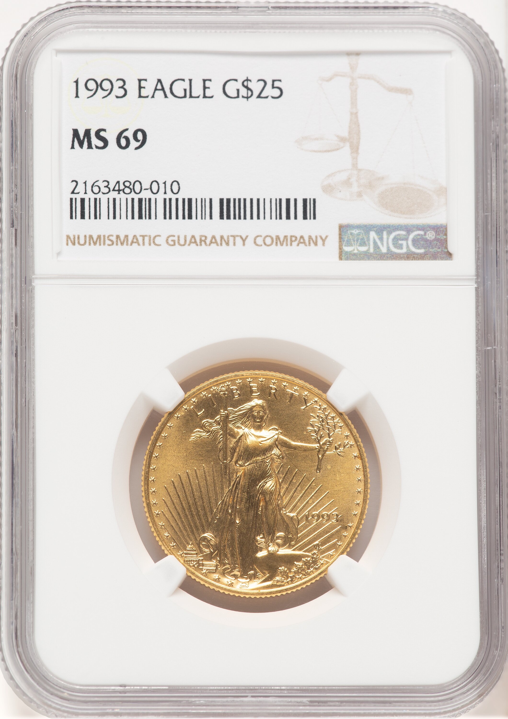 1993 Gold Eagle 1/2 oz Brown Label 69 NGC