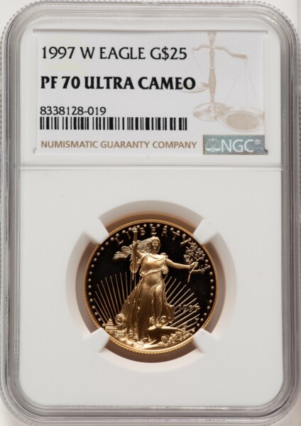 1997-W $25 Half-Ounce Gold Eagle, PR DC Brown Label 70 NGC