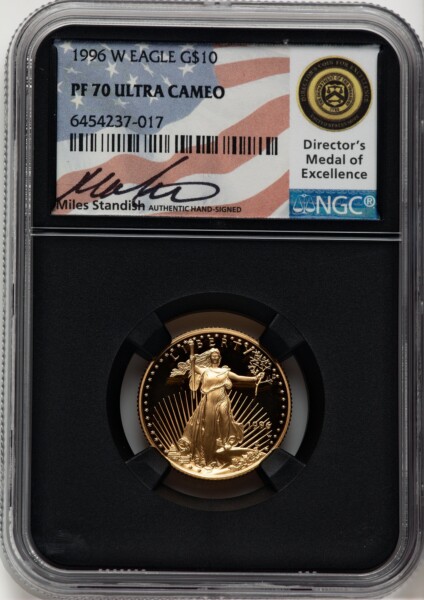 1996-W $10 Quarter-Ounce Gold Eagle, DC Miles Standish 70 NGC