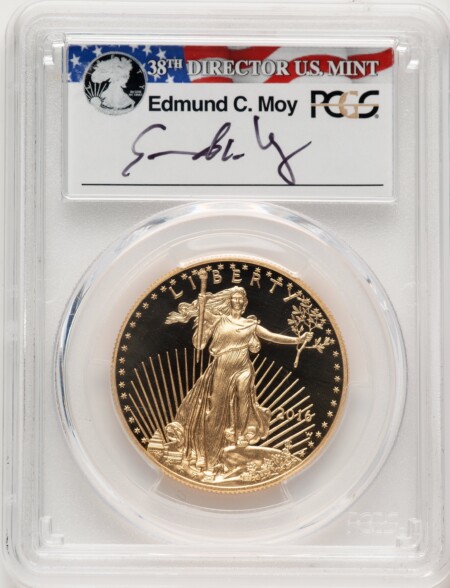 2016-W $50 One-Ounce Gold Eagle, 30th Anniversary, First Strike, Moy Signature, PR, DC FS Ed Moy 70 PCGS
