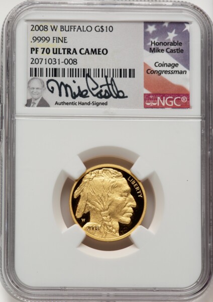 2008-W Proof Gold Buffalo 1/4 oz Mike Castle 70 NGC