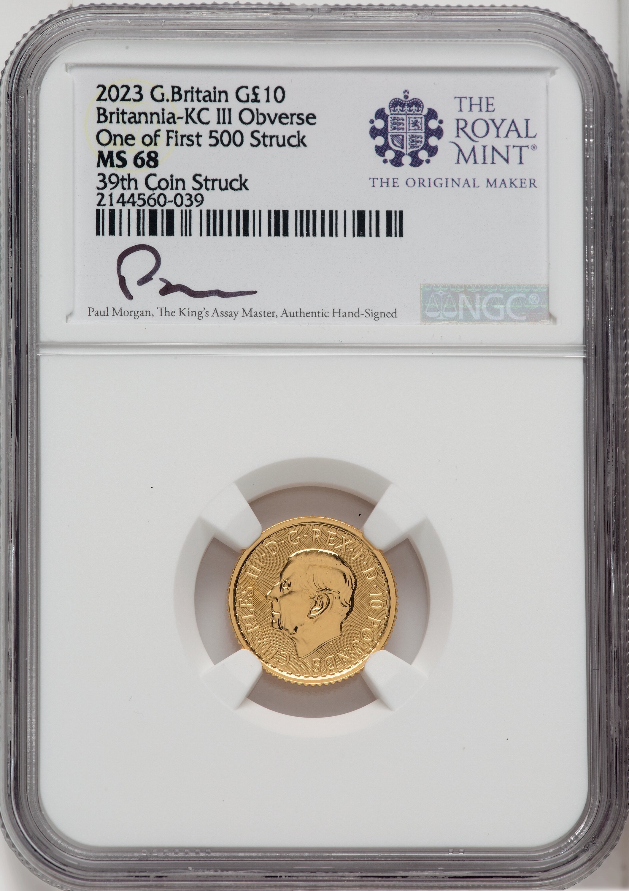 2023 G.B. G10 BRITANNIA-KC III OBVERSE 39TH COIN STRUCK 68 NGC